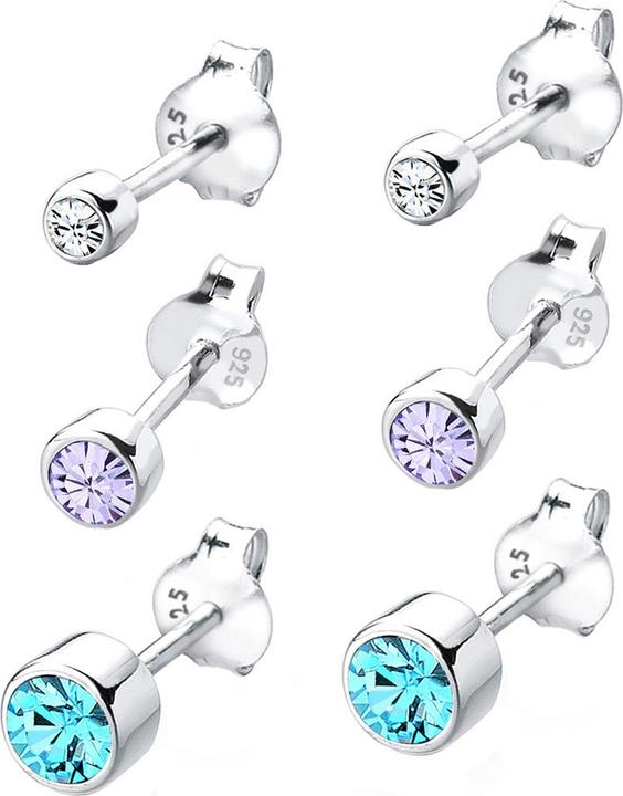 Immagine prodotto Elli Set di 3 orecchini con cristalli di base in argento 925 (Cristallo di vetro, Argento 925)