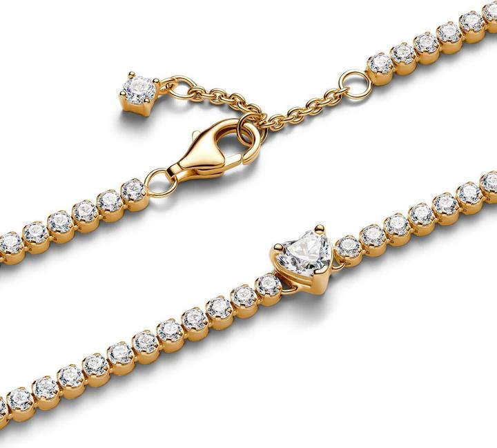 Produktbild Pandora Sparkling Heart Tennis Bracelet (18 cm, Metall vergoldet, Gold 585)