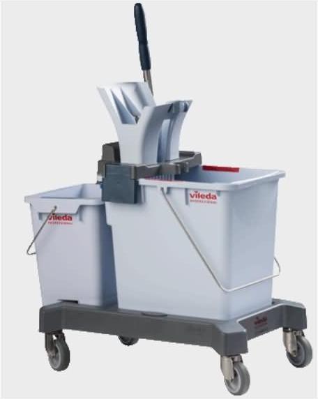 Produktbild Vileda UltraSpeed Pro Doppelfahreimer Ready to Go Micro Plus Chassis, 25&10 L Eimer, Presse, Mophal (1 Stk.)