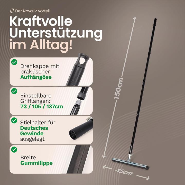 Produktbild Novaliv 3X Badabzieher mit Stiel Dusche Edelstahl Badabzieher Dusche Edelstahl XXL breit Fliesen Was