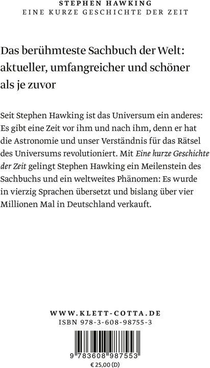 Produktbild Eine kurze Geschichte der Zeit (Deutsch, Stephen Hawking, Hainer Kober, Markus Pössel, 2023)
