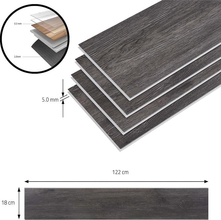 Actual product image neu.holz SPC Klickboden Okapirg 10 Dekordielen 2,196 m² Midnight Oak () (Vinyl floor, 2.20 m²)