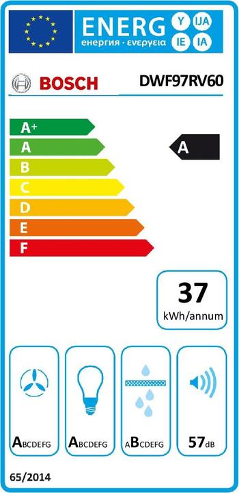 Label énergétique Bosch Hausgeräte Dwf97rv60 (Hotte murale)