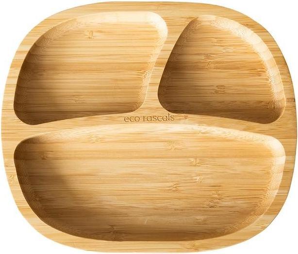 Actual product image Eco rascals Bamboo plate with suction cup and divider, pink