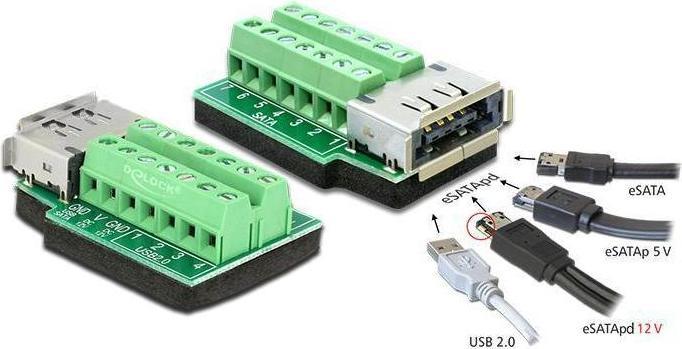 Image du produit Delock Bloc terminal eSATApd femelle avec pad (Extension)