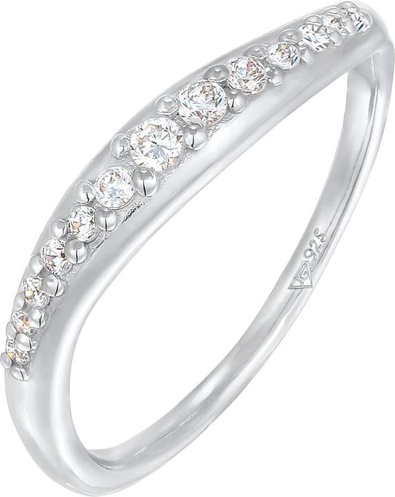 Actual product image Elli Ring Zirconia Sweeping Design 925 Sterling Silver (56, 925 Silver)