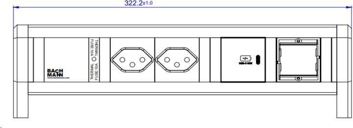Actual product image Bachmann Desktop power strip DESK 1, 2x T13, 1x USB C, 1x Custom (2 x, USB-A, USB-C, Type 13)