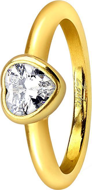 Star Piercing Ring vergoldet mit Herzkristall (Chirurgenstahl 316L, ohne Messing)