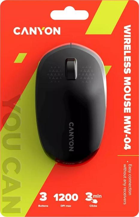Produktbild Canyon MW-04, Bluetooth Wireless optical mouse with 3 buttons, DPI 1200, with1pc AA turbo (Kabellos)