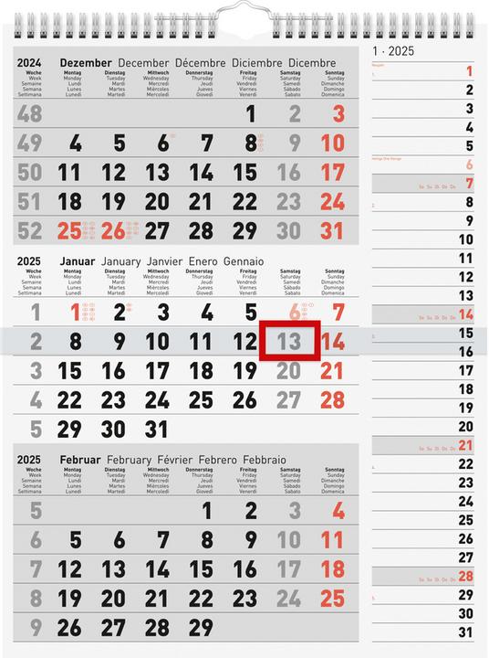 Immagine prodotto Simplex Agenda combinata 3 mesi 2025 330005.25 3M/1S 30,1x40cm (30 x 39 cm, Francese, Tedesco, Italiano, Inglese, Spagnolo)