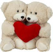 Image du produit IKO Couple d'ours en peluche marron clair avec un (22 cm)