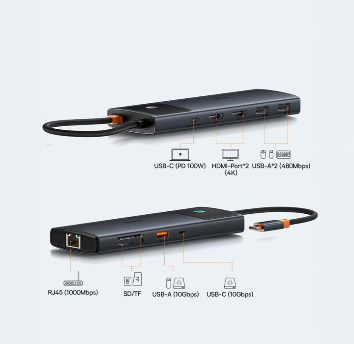 Actual product image Baseus USB-C Hub (USB-C, 9 Ports)