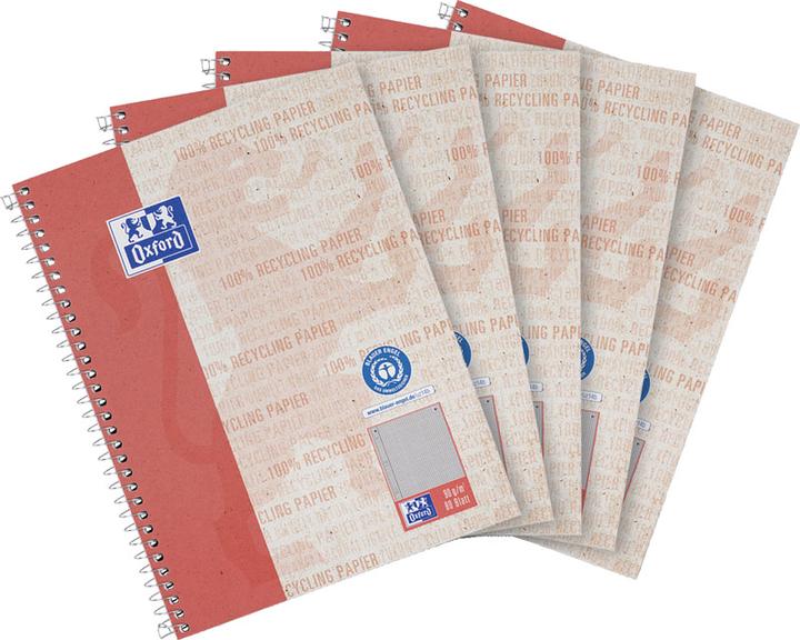 Actual product image Oxford RECYCLING - college notepad squared (A5+, Checked, Soft cover)