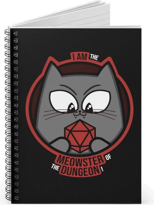 Immagine prodotto Glass Staff Notizbuch Meowster of the Dungeon Schwarz/Grau (Righe, Copertina rigida)