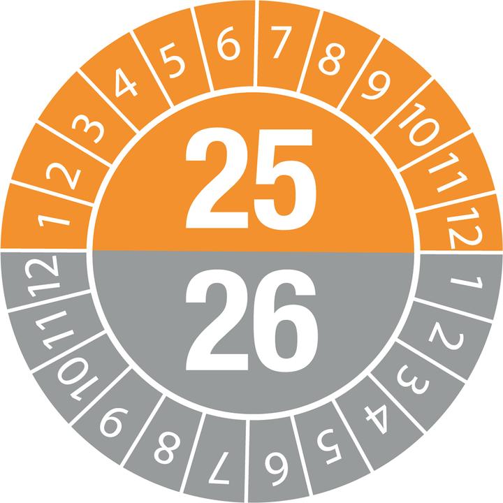 Produktbild Brady DATE INSPECTION LBLS B-500 25/26 -DIA 35, DATE 25/26-DIA 35 B-500 (125 Etiketten)