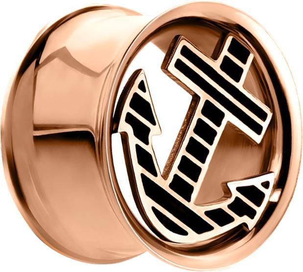 Star Piercing Flared Tunnel rosegold mit Anker (Chirurgenstahl 316L)