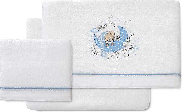 Image du produit Interbaby 3PCS LITS. POUSSETTE(DRAP106X72+HOUSSE80X40X7+OREILLER38X25)-CORAL FLECCE--W/BLEU