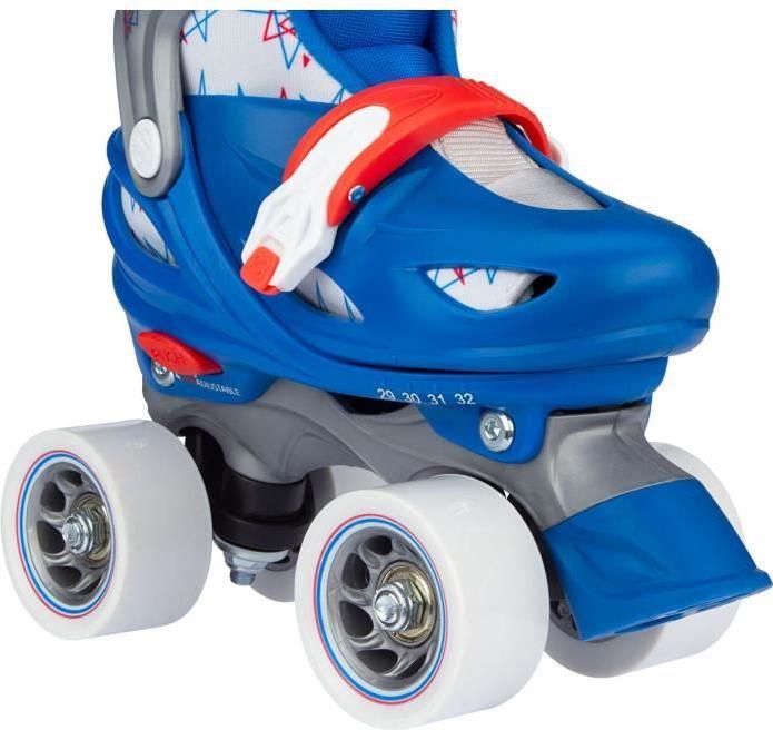 Nijdam Rolschaatsen Verstelbaar - Geo Metricker - Blauw/Rood/Wit/Zilvergrijs - 29-32 (29, 30, 31, 32)