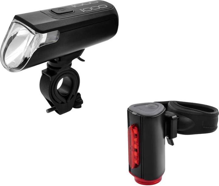 Actual product image Fischer Bicycle lighting set TWIN-60/30/15 LED black (180 lm)
