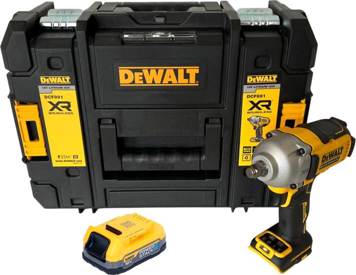 Actual product image DeWalt DCF 891 NT Cordless impact wrench 18 V 1084 Nm 1/2" brushless + 1x Powerstack battery 1.7 Ah + (Rechargeable battery operated)