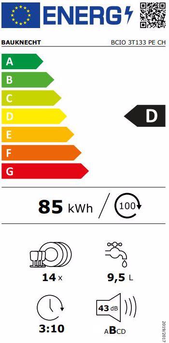 Etichetta energetica Bauknecht BCIO3T133PECH
