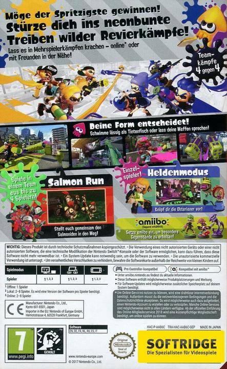 Image du produit Nintendo Splatoon 2 (Switch, DE, EN, IT, FR)
