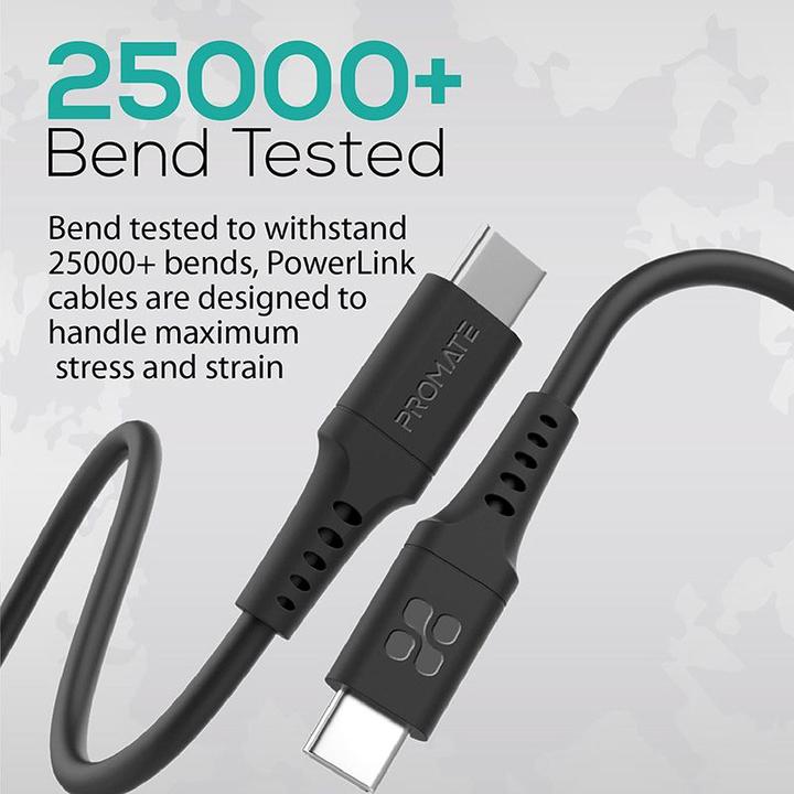 Actual product image ProMate PowerLink-CC200 Black USB-C Cable (2 m, 60 W)