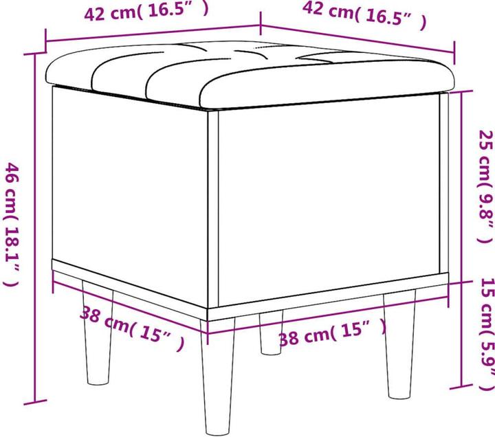 Produktbild VidaXL Sitzbank mit Stauraum Betongrau 42x42x46 cm (42 cm)