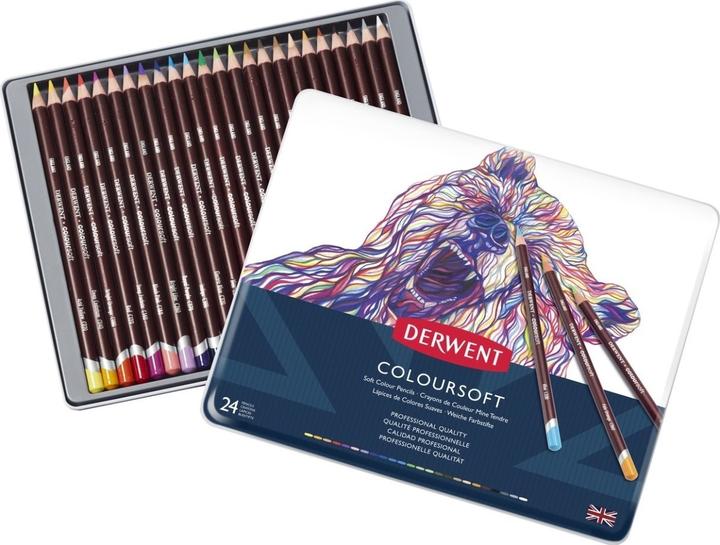 Actual product image Derwent Coloursoft (Electric blue, Bright Yellow, Soft pink and other bright colours, 24 x)