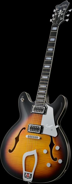 Actual product image Hagstrom Electric Guitar, Super Viking, Tobacco Sunburst (Semi acoustic guitar)