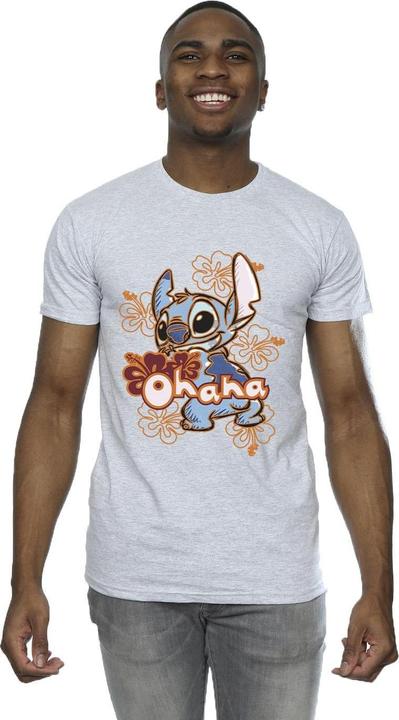 Immagine prodotto Disney Lilo And Stitch Ohana Orange Hibiscus Maglietta Uomo (4XL)