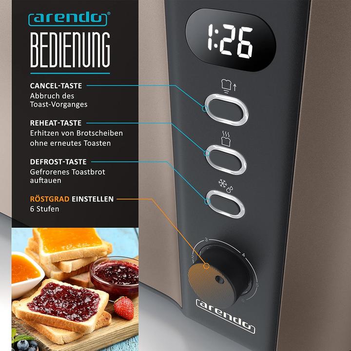 Immagine prodotto Arendo Frukost Langschlitztoaster mit Brötchenaufsatz