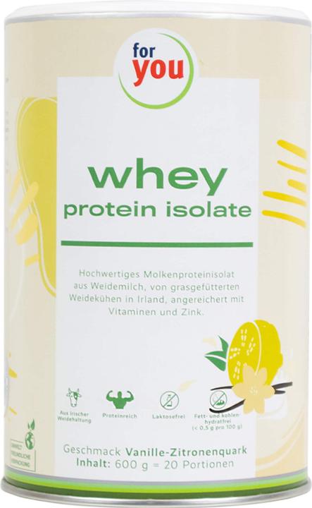 Produktbild For You whey protein isolate - Vanille-Zitronenquark (Vanille-Zitronenquark, 1 Stk., 600 g)