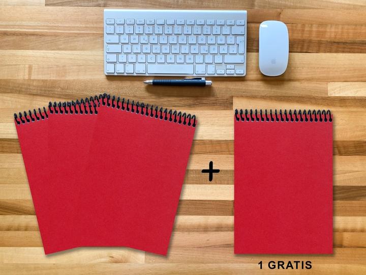 Actual product image A 4 notepad - set, 3+1 free, Luxury 80 pages RED JUPITER GLITTER OPTICS, squared 7x7mm (A4, Checked)