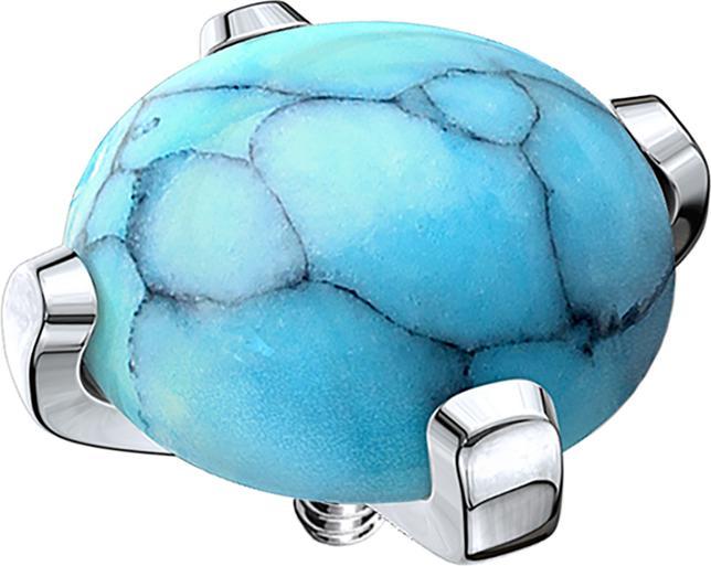 Star Piercing Dermal Anchor Kuppel mit Türkis Stein (ohne Messing, Chirurgenstahl 316L, Mineralisch)