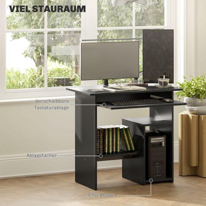 Image du produit Swisshandel24 Computertisch, Schreibtisch mit offenen Fächern und Ablageflächen, Bürotisch