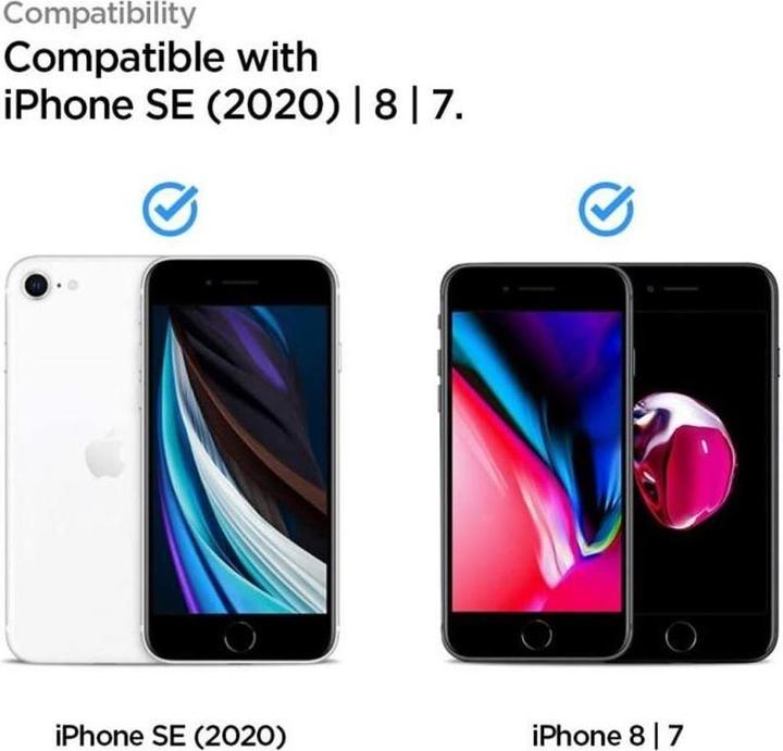 Actual product image Spigen tempered glass ALM GLASS FC for iPhone 7 / 8 / SE 2020 / SE 2022 black (1 Piece, LG K8 2017, Apple iPhone SE (2nd Gen))