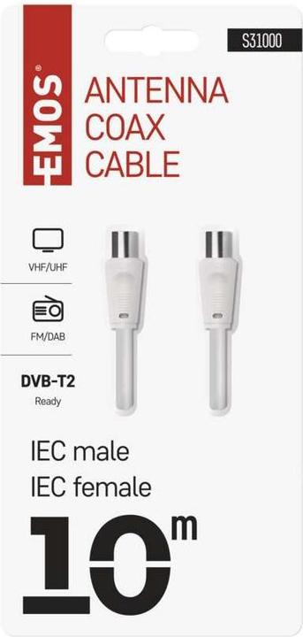 Image du produit Emos Câble coaxial d'antenne, blindé 10m - connecteur droit (Câble d'antenne)