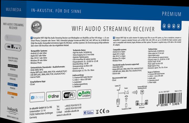 Actual product image Inakustik Premium WiFi Audio Streaming Receiver (Wireless audio transmission)