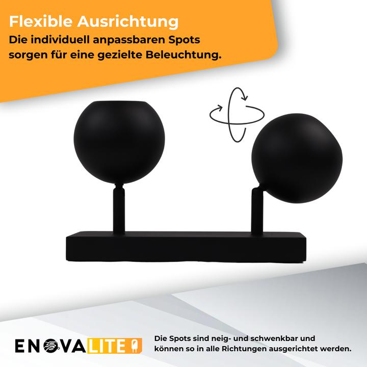 Actual product image Enovalite Deckenleuchte GLOBE, GU10-Fassung, IP20, Ø10cm, 2 flammig, schwarz (GU10)