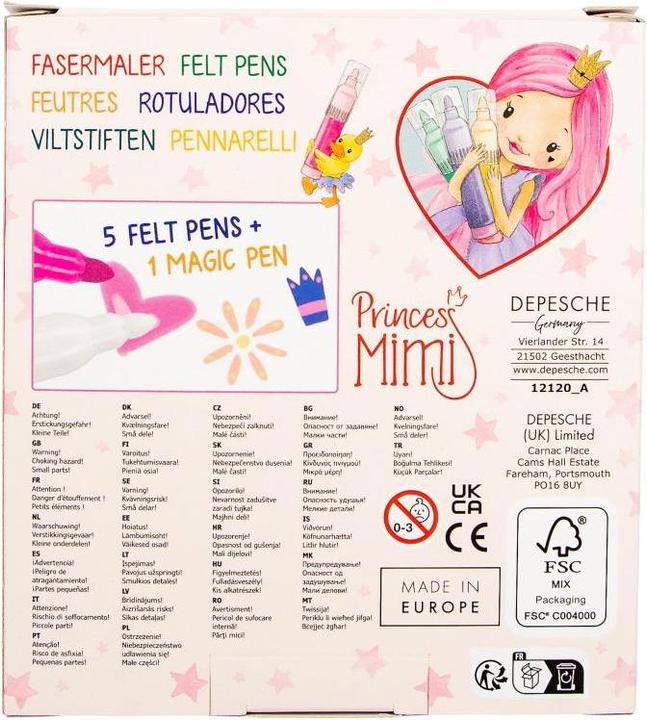 Produktbild Depesche Princess Mimi - Magic Marker - (412120) (Lila, Grün, Rosa, Zartgelb, Rot, Gelb, Blau, Apricot, Pink, 6 x)