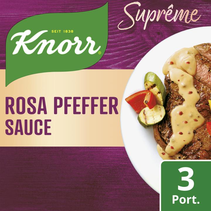 Image du produit Knorr Suprême sauce poivre rose sachet, sauce à la crème douce au goût épicé de poivre rose (39 g)