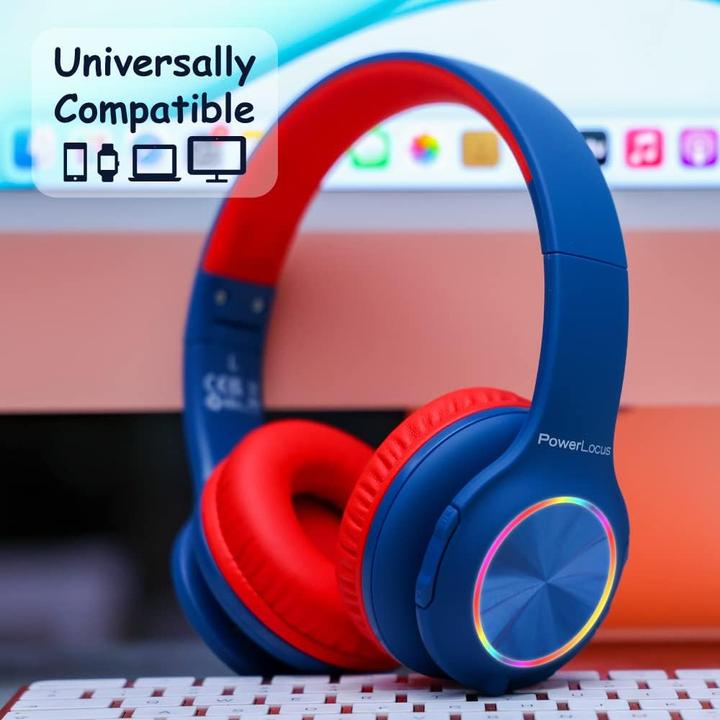 Produktbild PowerLocus PLED Bluetooth-Kinderkopfhörer blau/rot