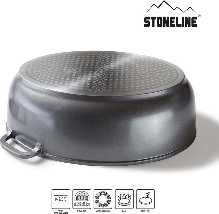 Actual product image Stoneline Gourmet roaster 39 x 26 cm, with aroma glass lid (39 cm, Casserole + Stewpot, Cast aluminium)