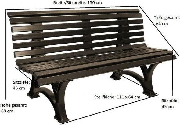 Image du produit Blome Banc de jardin Helgoland plastique 3 places brun chocolat