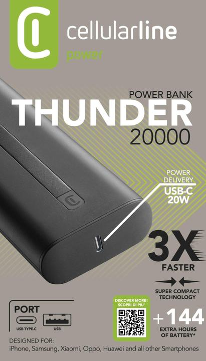 Produktbild Cellularline Thunder 20000 (20000 mAh, 20 W, 74 Wh)