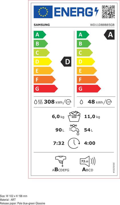 Energy Label Samsung WD11DB8B85GB