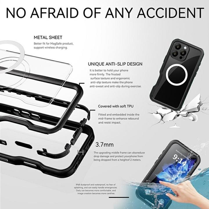 Produktbild Redpepper Apple iPhone 16 Pro - Dot Series Outdoor Case, IP68, MagSafe, wasserdicht, Schwarz (Apple iPhone 16 Pro)