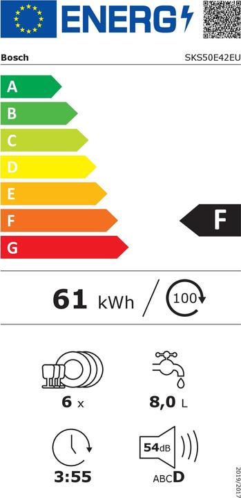 Etichetta energetica Bosch Hausgeräte SKS50E42EU