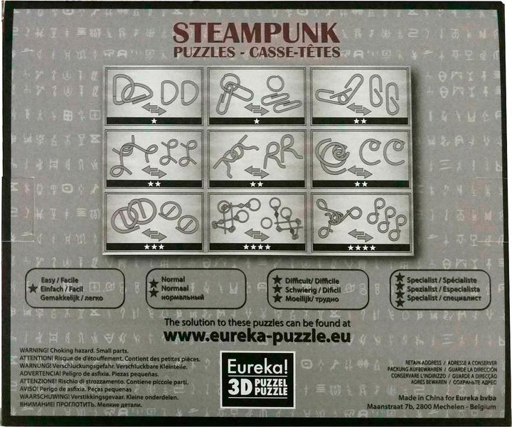 Actual product image Eureka! puzzel 9 Steampunk Puzzles *-**** (grey box) (9 pieces)